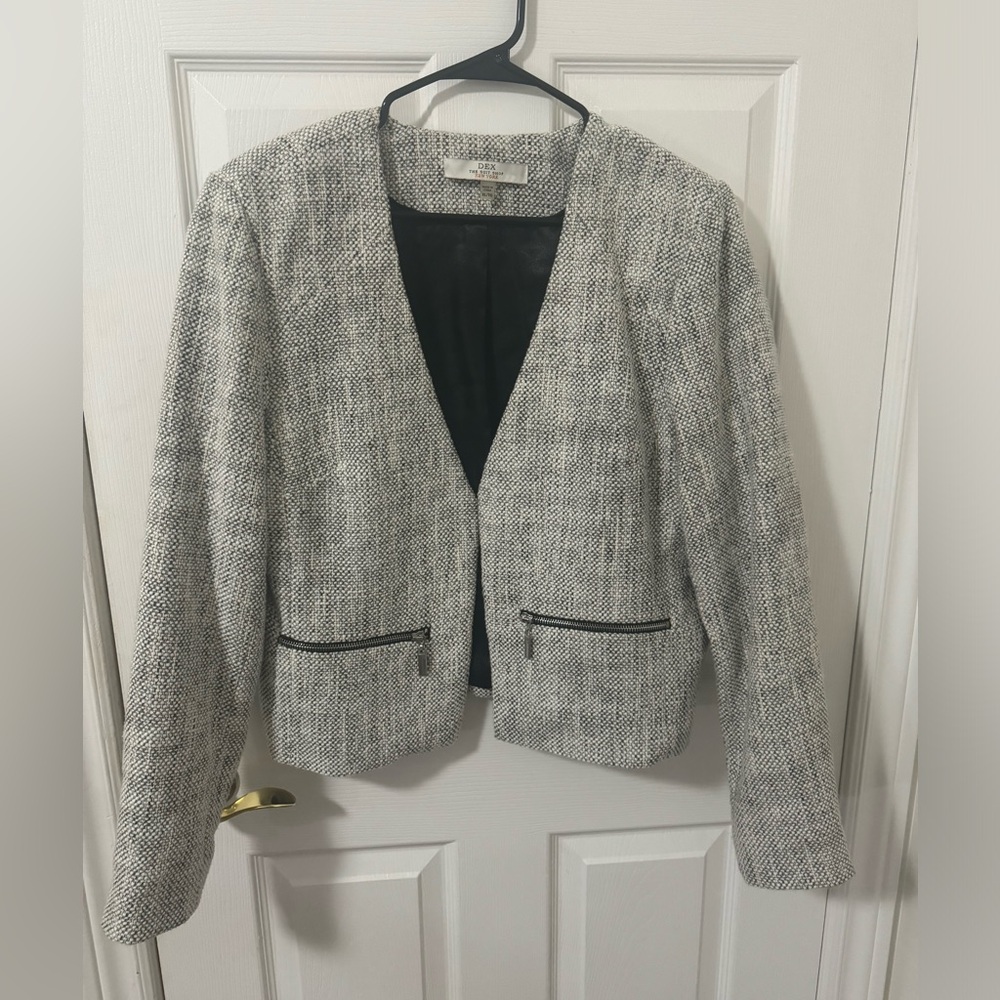DEX Grey Tweed Blazer Slightly Cropped